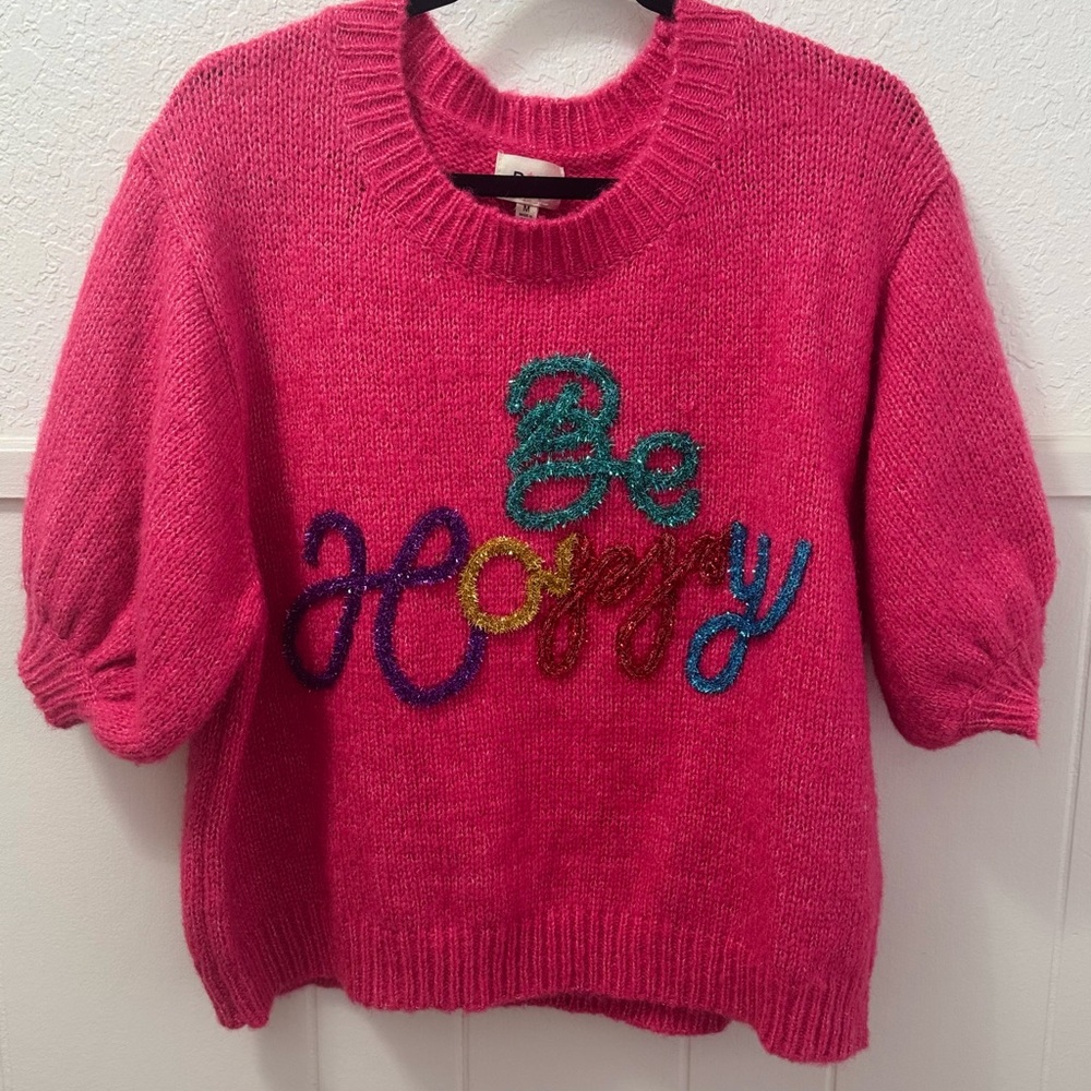 BiBi Pink Knit Be Happy Sweater Blouse